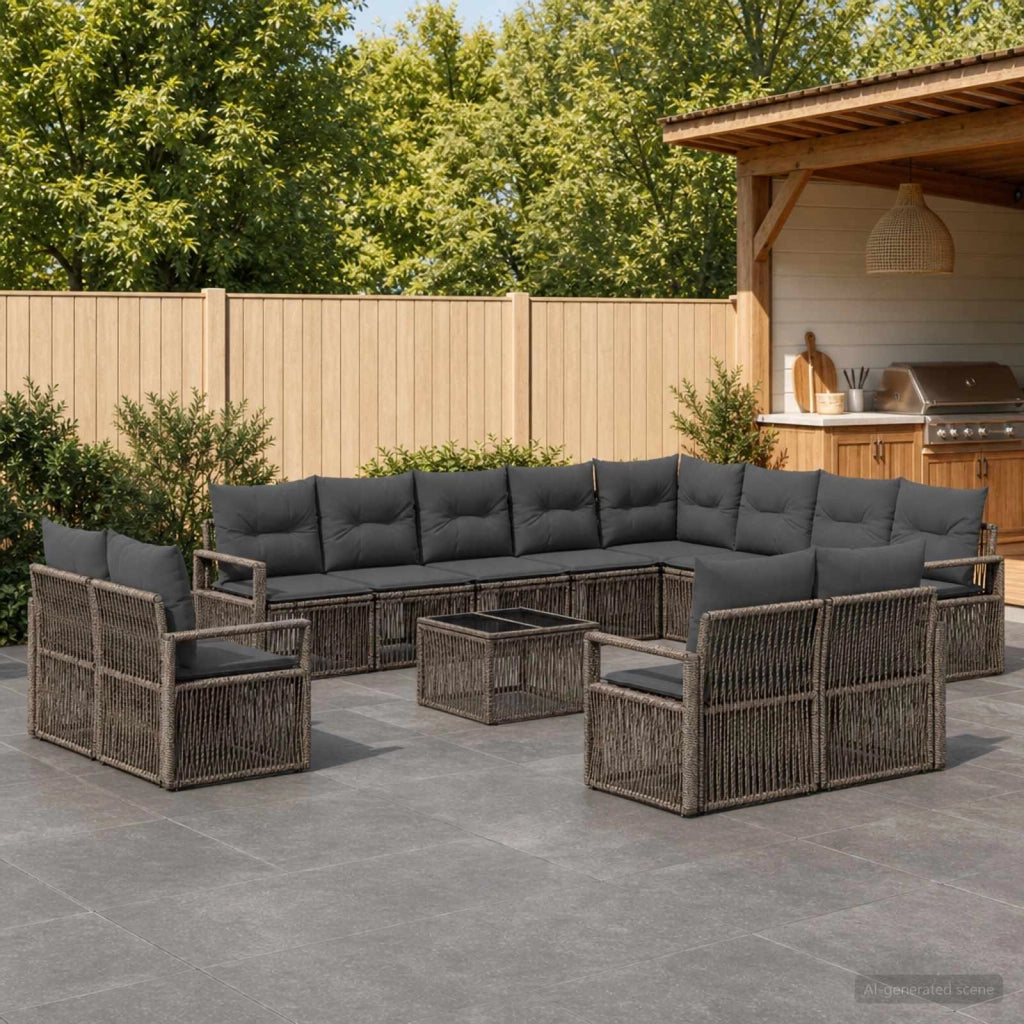 Set Divano da Giardino 13 pz Grigio polyrattan 3435890