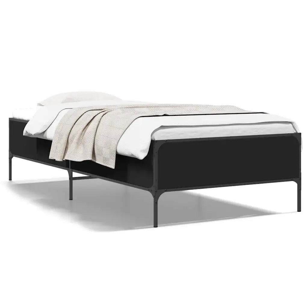 Giroletto-Struttura Letto Nero 90x200 cm in Legno Multistrato e Metallo 751159