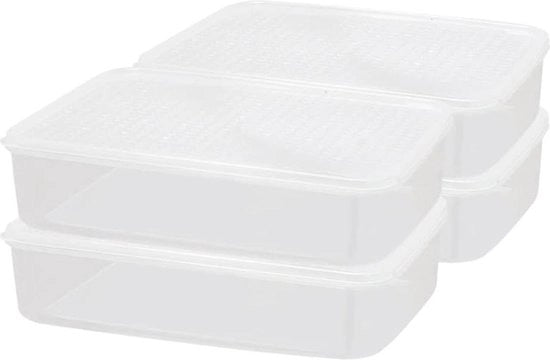 Contenitori di conservazione alimentare - 1.1L*4 - Congelatore a microonde - Organizzatore della dispensa per il pranzo - Scatole con coperchio per congelazione