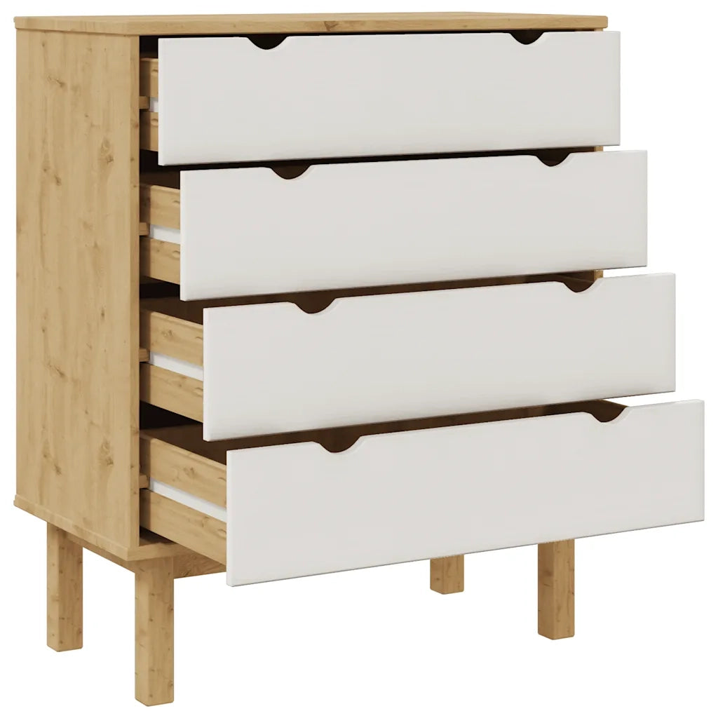 Cassettiera OTTA Marrone e Bianco 76,5x39,5x90 cm Legno di Pino 348584
