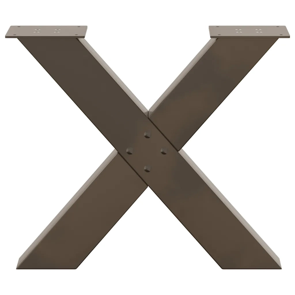 Gambe per Tavolino da Caffè a Forma di X 2 pz Acciaio Naturale 50x(42-43) cm Acciaio 4012959