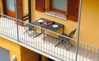 Set Tavolo e 2 Sedie da Balcone Pieghevoli in Ferro Nero