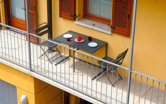 Set Tavolo e 2 Sedie da Balcone Pieghevoli in Ferro Nero