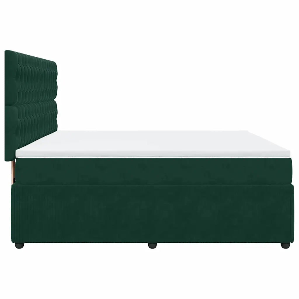 vidaXL Giroletto a Molle con Materasso Verde Scuro 180x200 cm Velluto