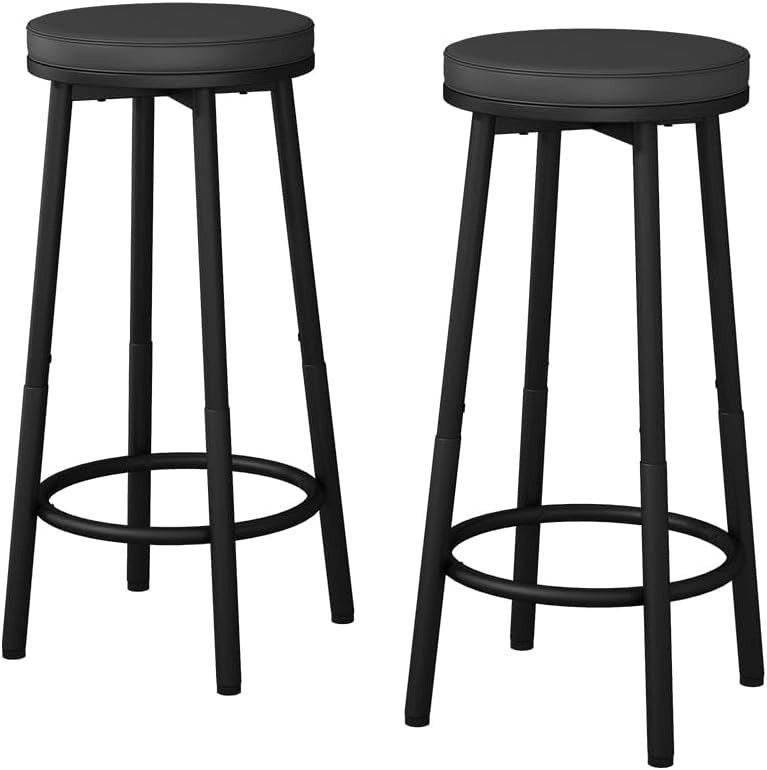 Set di 2 sgabelli da bar Edmonton, Nero, 31.5 x 64 cm 2 parti, regolabile in altezza con poggiapiedi per posizioni di seduta flessibili