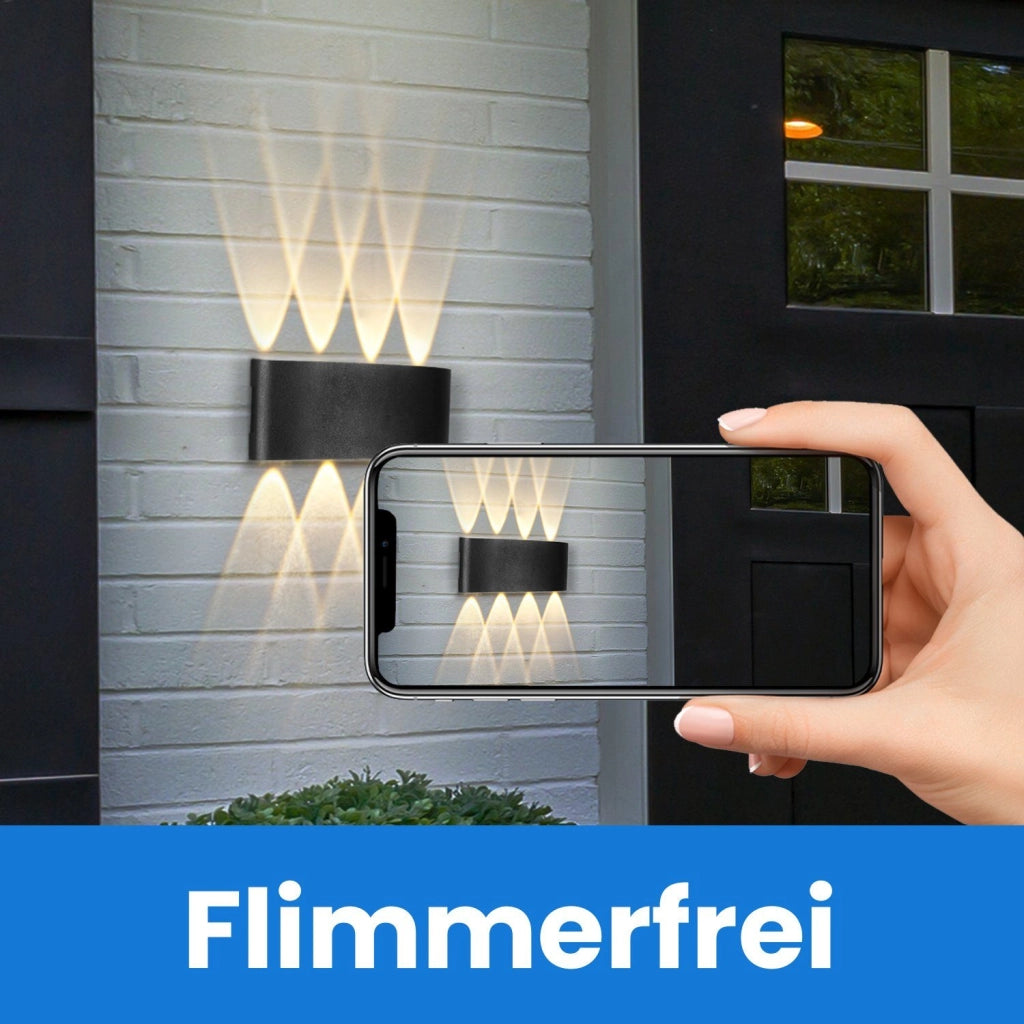 ZMH Lampada da parete a LED per interni set di 2 lampade da parete per esterni nere up down applique da esterno 7W IP65