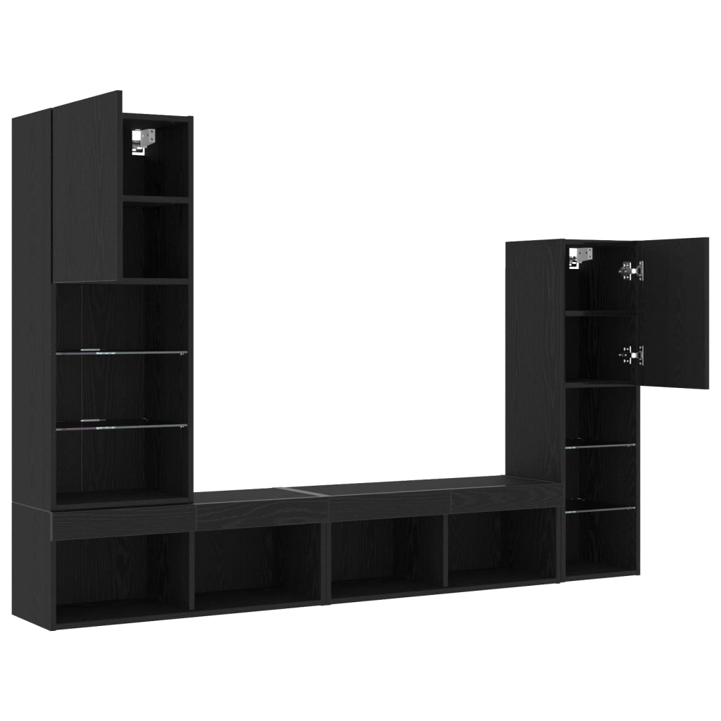 Mobile TV LED Rovere Nero 30.5x30x102 cm Legno Ingegnerizzato