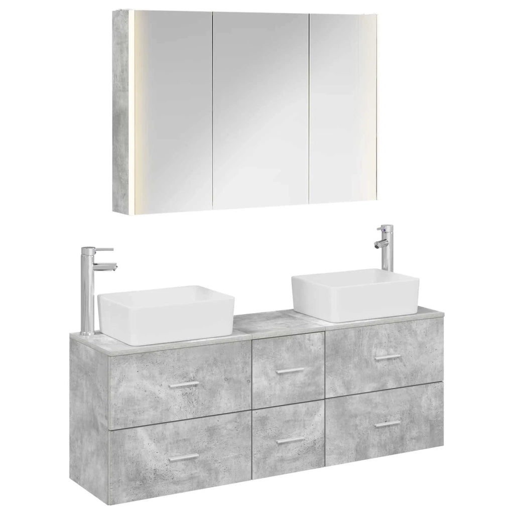 Set di mobili per il bagno 4 pcs Grigio Cemento 3406866