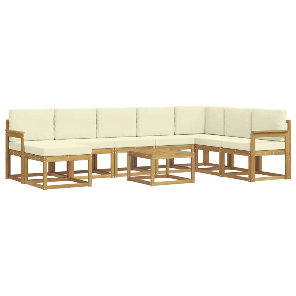 Set di divani da esterno 9 pz Bianco e Crema 3388074