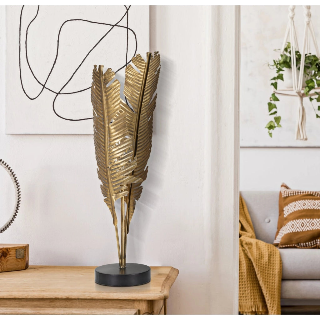 Lampada da Tavolo Palma 1, Oro, Metallo, 26x26x64 cm