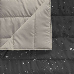 Trapuntino Matrimoniale 100gr con Stampa in Microfibra Stars Grigio