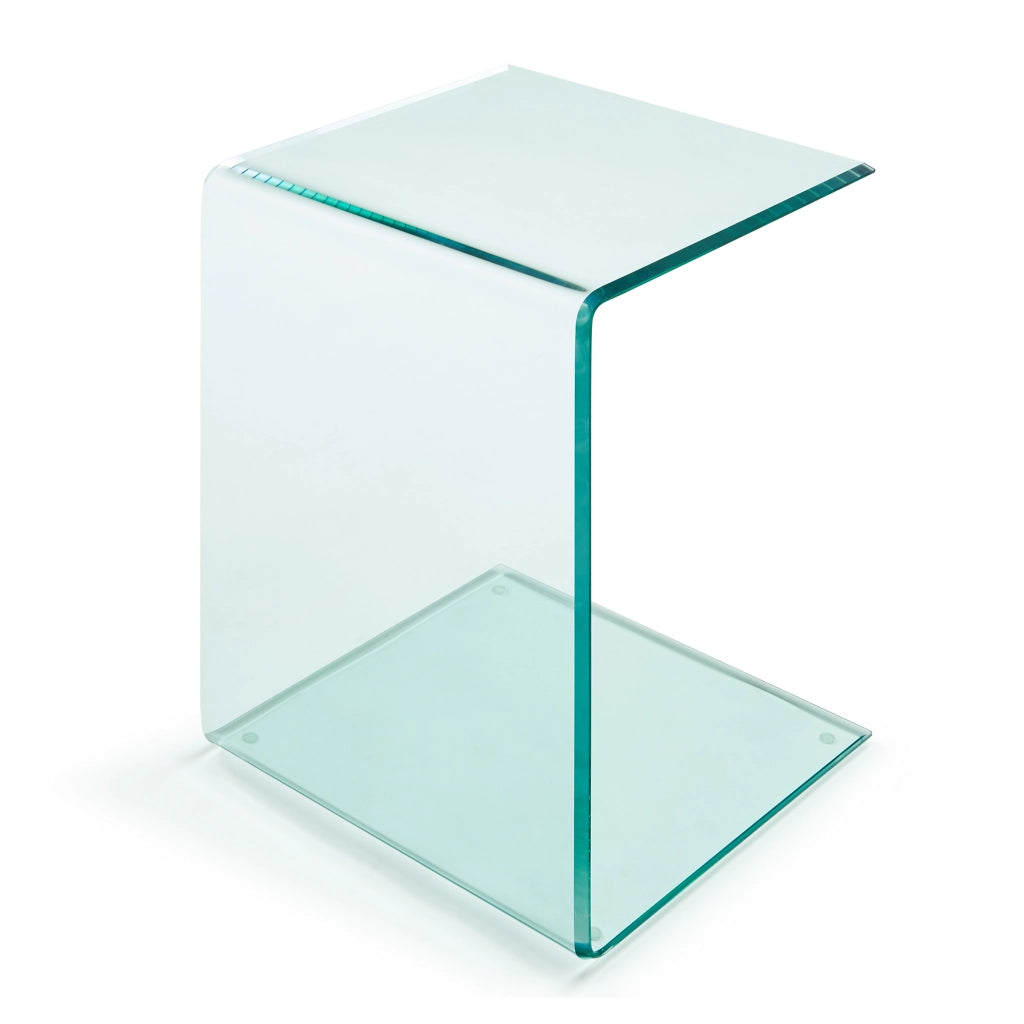 Tavolino Laterale Trölmapilu a Forma di C in Vetro 60 x 40 x 40 cm - Trasparente [en.casa]