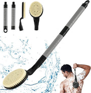 Rugborstel con lunghe setole per la doccia, 55,1 cm rugborstel per la doccia, scrubber per la pelle, esfoliazione e miglioramento della salute della pelle per anziani con limitazioni di movimento delle braccia