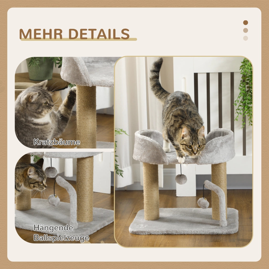 Albero tiragraffi per gatti con piattaforma ¨C Zephmum ¨C Grigio 42 cm