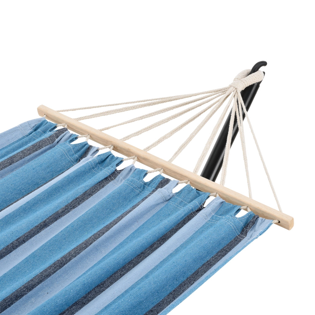 Amaca con Supporto in Acciaio con Telo 200 x 100 cm a Strisce Blu [en.casa]