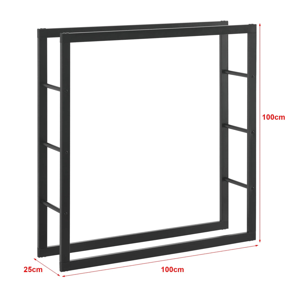Portalegna per uso interno/esterno portalegna di design supporto per legna da ardere acciaio 100 x 25 x 100 cm nero 03_0006296