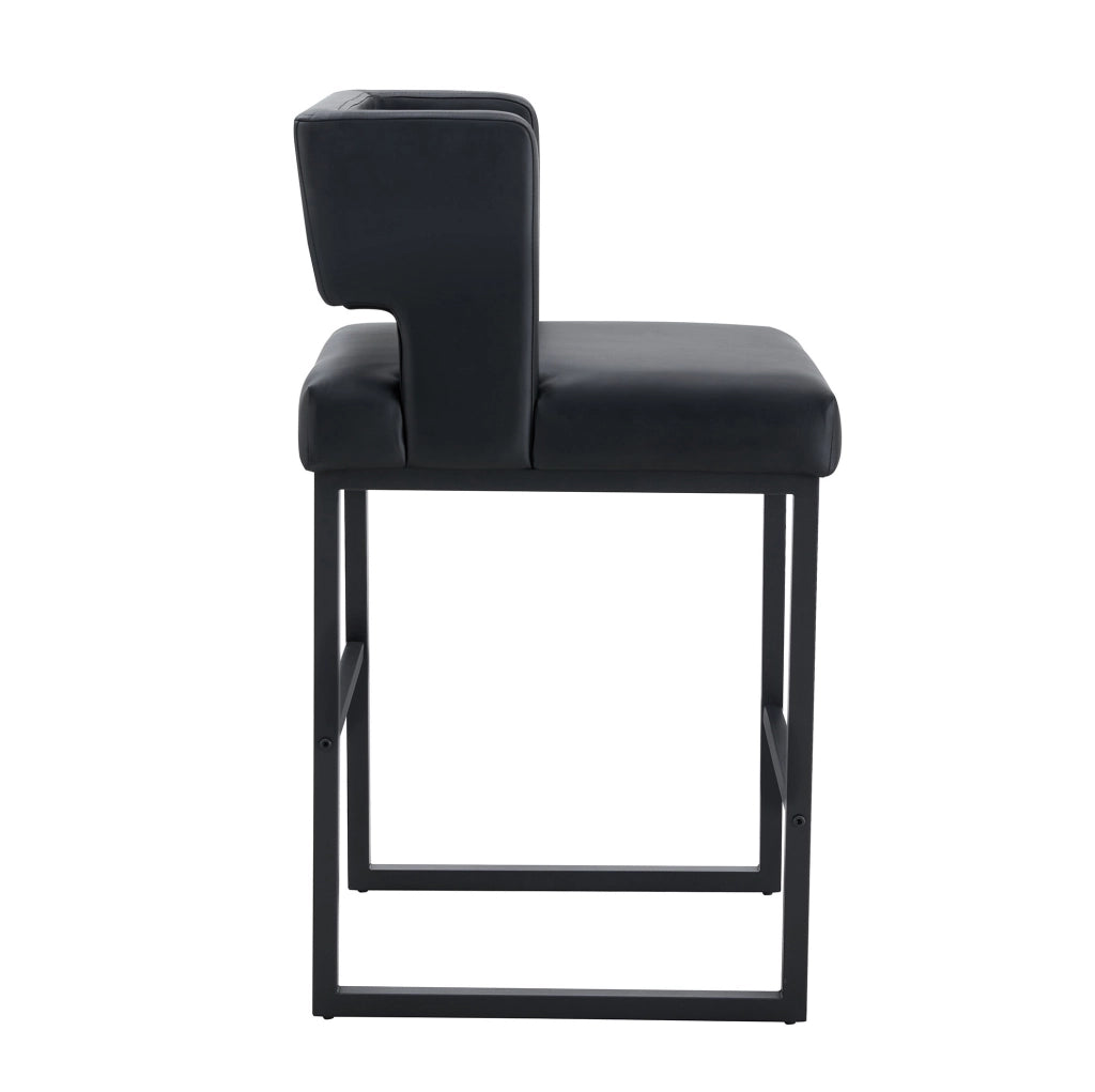 Sgabello da bar con seduta imbottita; gambe in metallo e rivestimento in PU nero