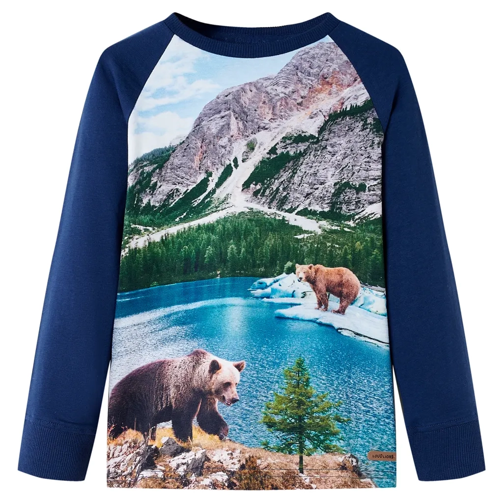 Maglietta Bambini Maniche Lunghe Blu Marino 116cod mxl 85239