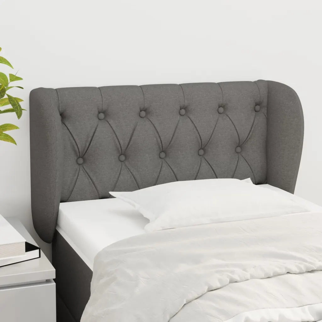 Testiera ad Orecchio-Testata con Orecchie Grigio Scuro 83x23x78/88 cm in Tessuto 358450