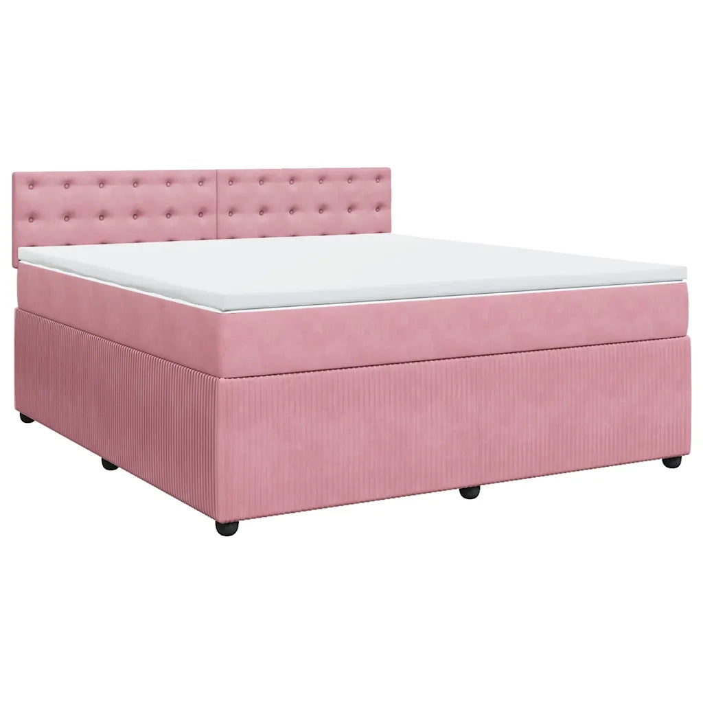Giroletto a Molle con Materasso Rosa 180x200 cm in Velluto 3287823