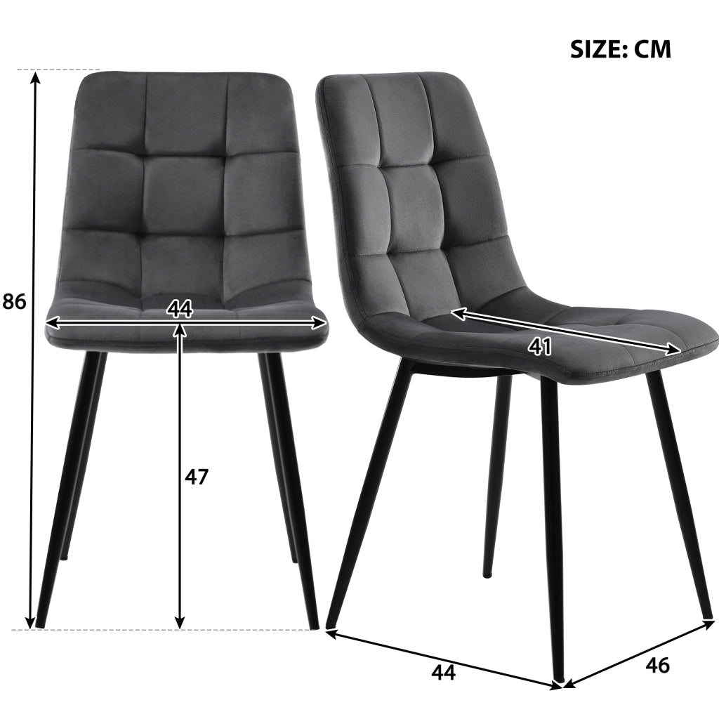 Tavolo da pranzo per 4 persone con 4 sedie rettangolare moderno per cucina e sala da pranzo in MDF grigio 117 × 68 × 75 cm
