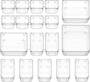 Organizzatore per 18 pezzi, sistema di archiviazione per ante scorrevoli con 4 misure, scatola di archiviazione per pannelli di penna, ufficio, camera da letto, tavolo da trucco, cosmetici, cucina
