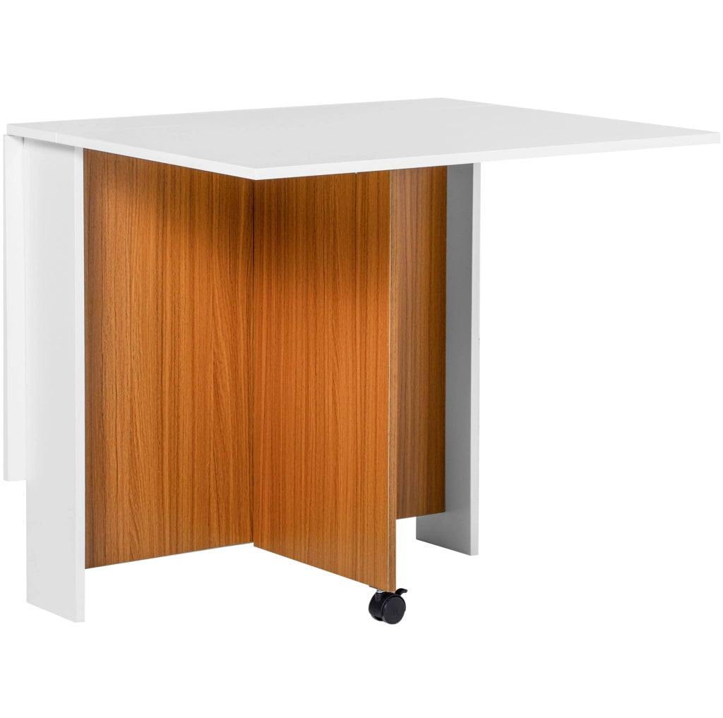 Tavolo pieghevole con ruote bianco e rovere 120x80 cm