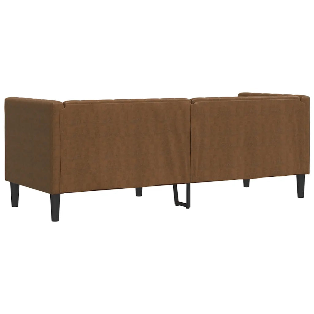 Divano | Divano da soggiorno | Sofa Chesterfield a 3 Posti Marrone in Similpelle Scamosciata