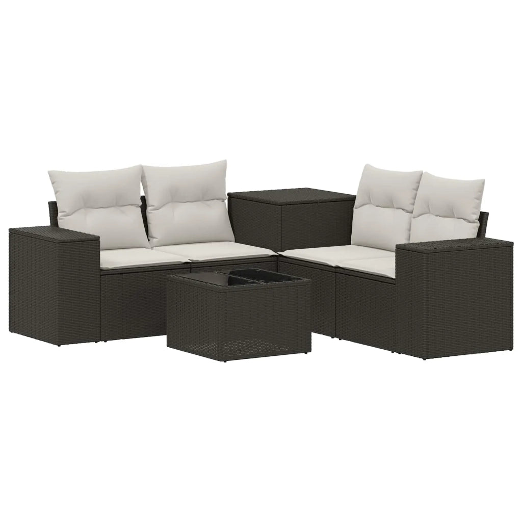 Set di divani 6 pz Nero e Bianco Crema 3447551