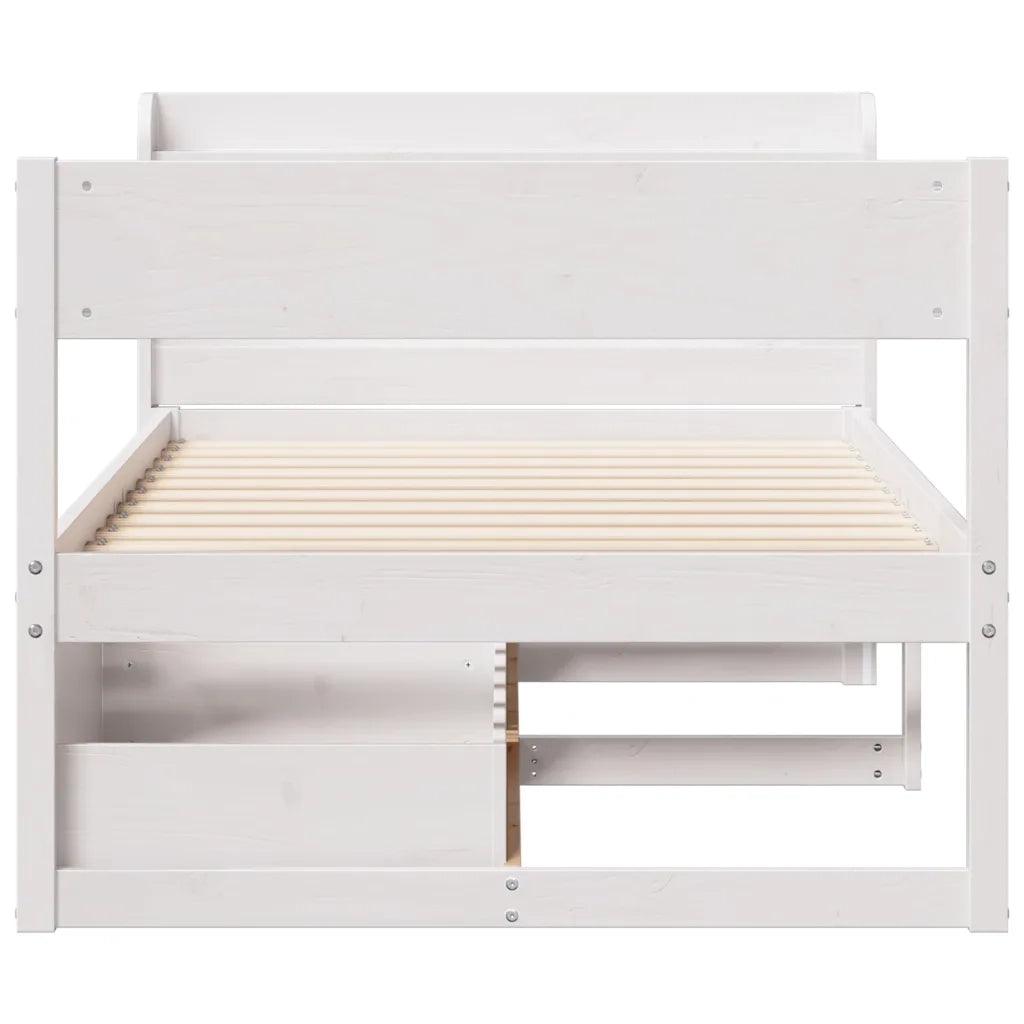 Letto senza Materasso Bianco 75x190 in Legno Massello di Pino 3307147