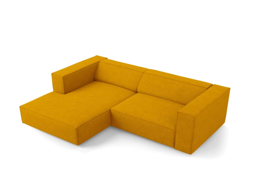 Cosmopolitan Design - Divano angolare sinistro "Arendal" 3 posti in ciniglia con effetto a coste senape 
