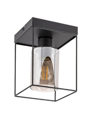 Plafoniera Rabalux Chadwick nera vetro fumé E27 25W