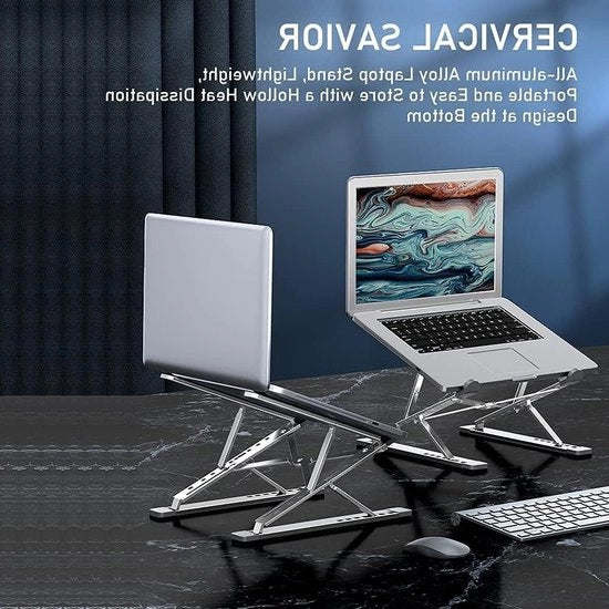 Standa di supporto per laptop - Standa di supporto per laptop portatile pieghevole in alluminio con 6 livelli di regolazione di altezza - Compatibile con laptop da 15 pollici