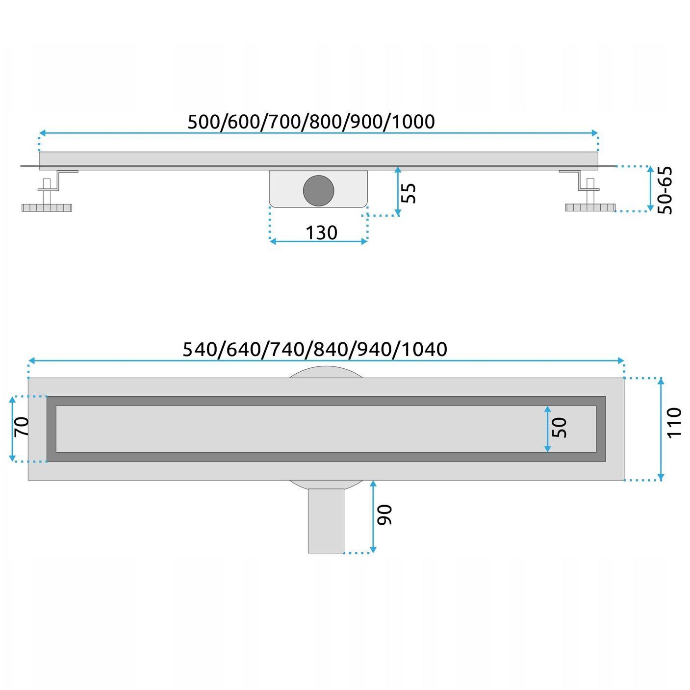 Scarico Lineare Rea Neox Pro Nickiel Brush 100