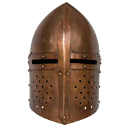 Elmo da Cavaliere Medievale Antico Replica LARP Rame in Acciaio CFW4268513