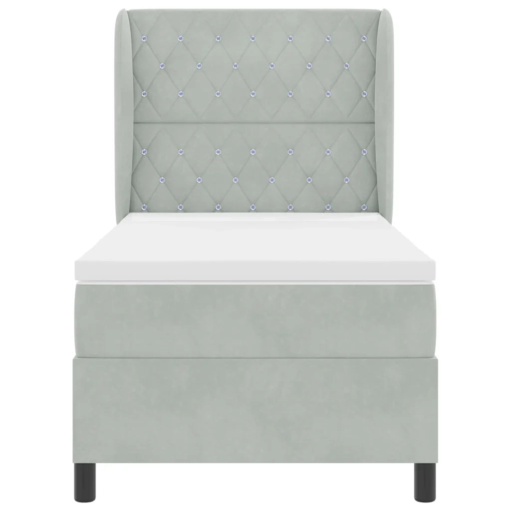 Letto a molle con testiera Grigio chiaro 190 x 90 cm Poliestere 3340850