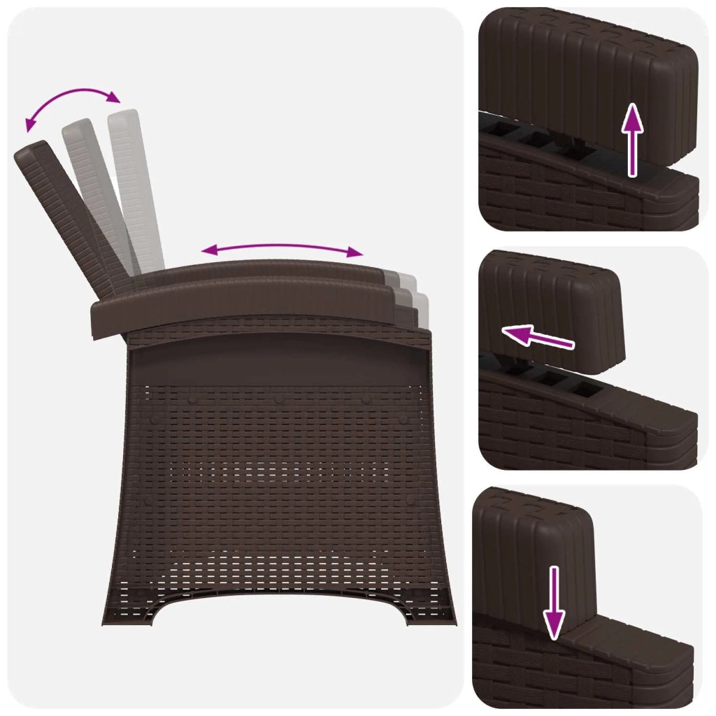 Sedia da giardino reclinabile effetto rattan 2 pcs 8012021
