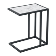 Tavolino da salotto moderno ¨C ZephMum ¨C Bianco, effetto marmo e metallo 45x30x51,5 cm