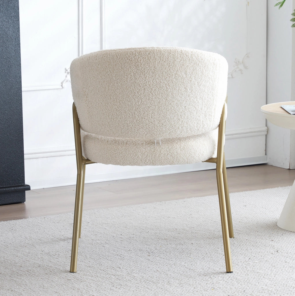 Sedia da Pranzo Moderna in Velluto Bianco con Gambe Dorate