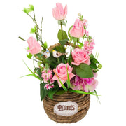 Cesto in corda con mazzo di fiori 26x26x50h