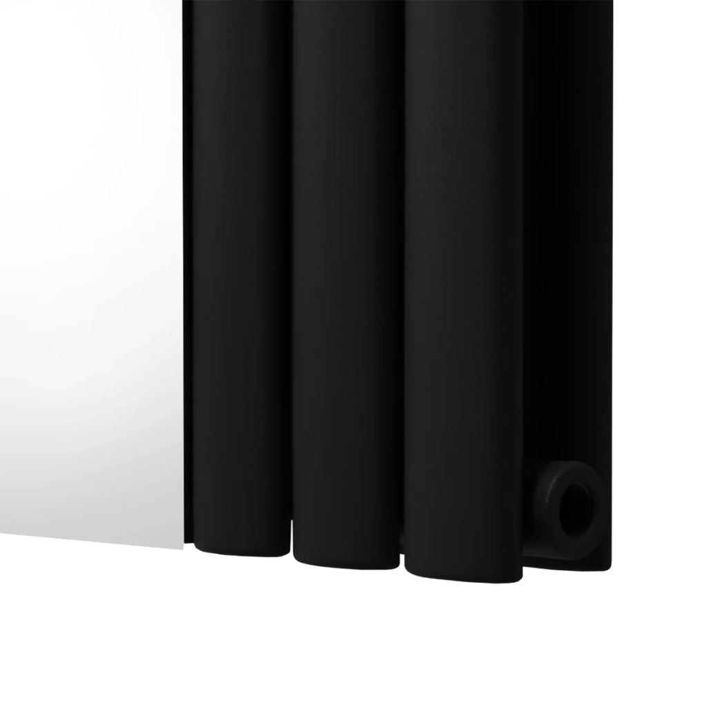Radiatore Ovale a Specchio a Doppia Colonna Verticale Nero 1800mm x 380mm