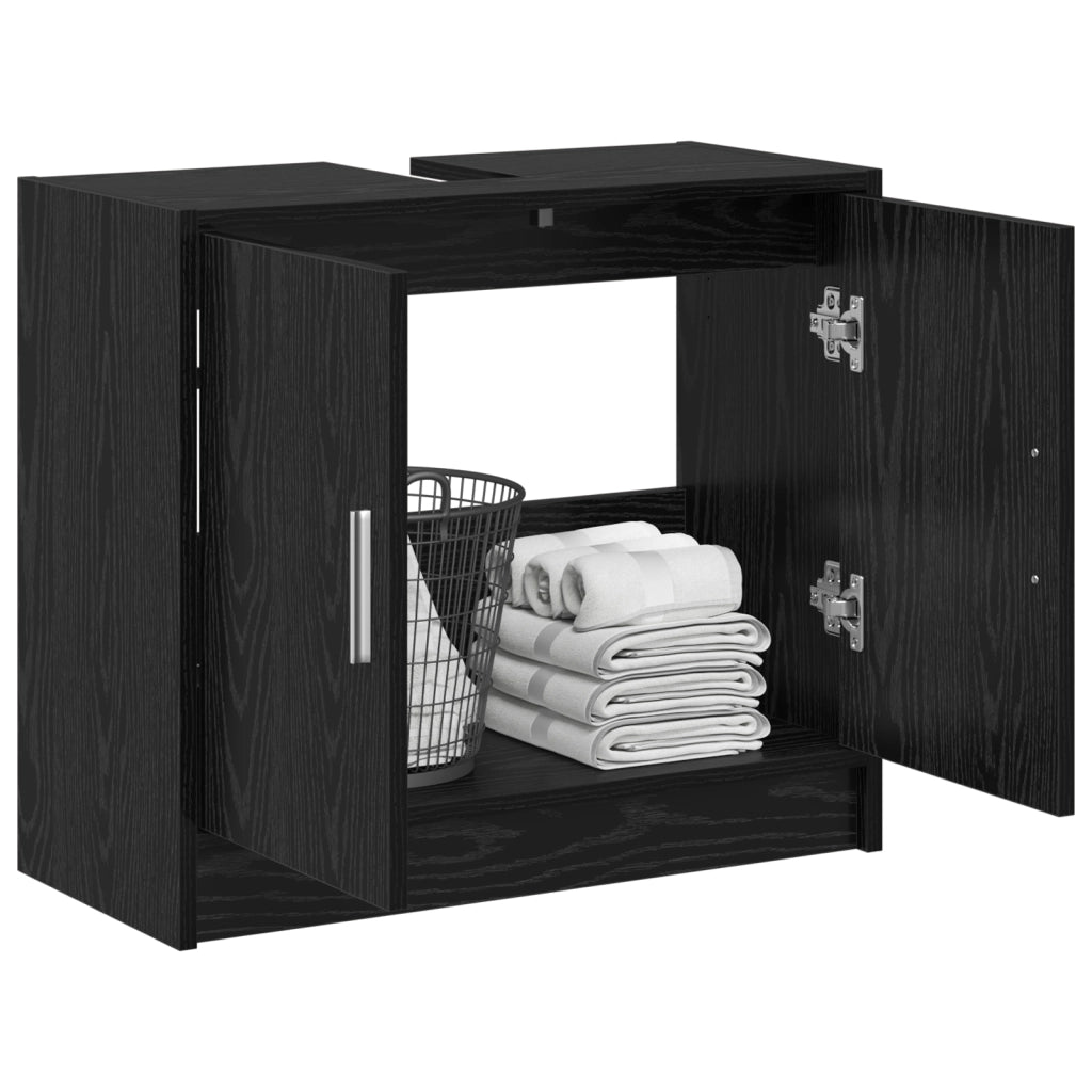 Mobile Lavabo Rovere Nero 63x29x55 cm Legno Ingegnerizzato
