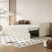 Letto Imbottito Estraibile con Rete a Doghe ¨C Xylo ¨C Velluto Beige 90x200