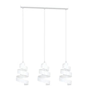 Lampadario Moderno 3 Luci Tristano In Acciaio Bianco Con Fasce A Spirale