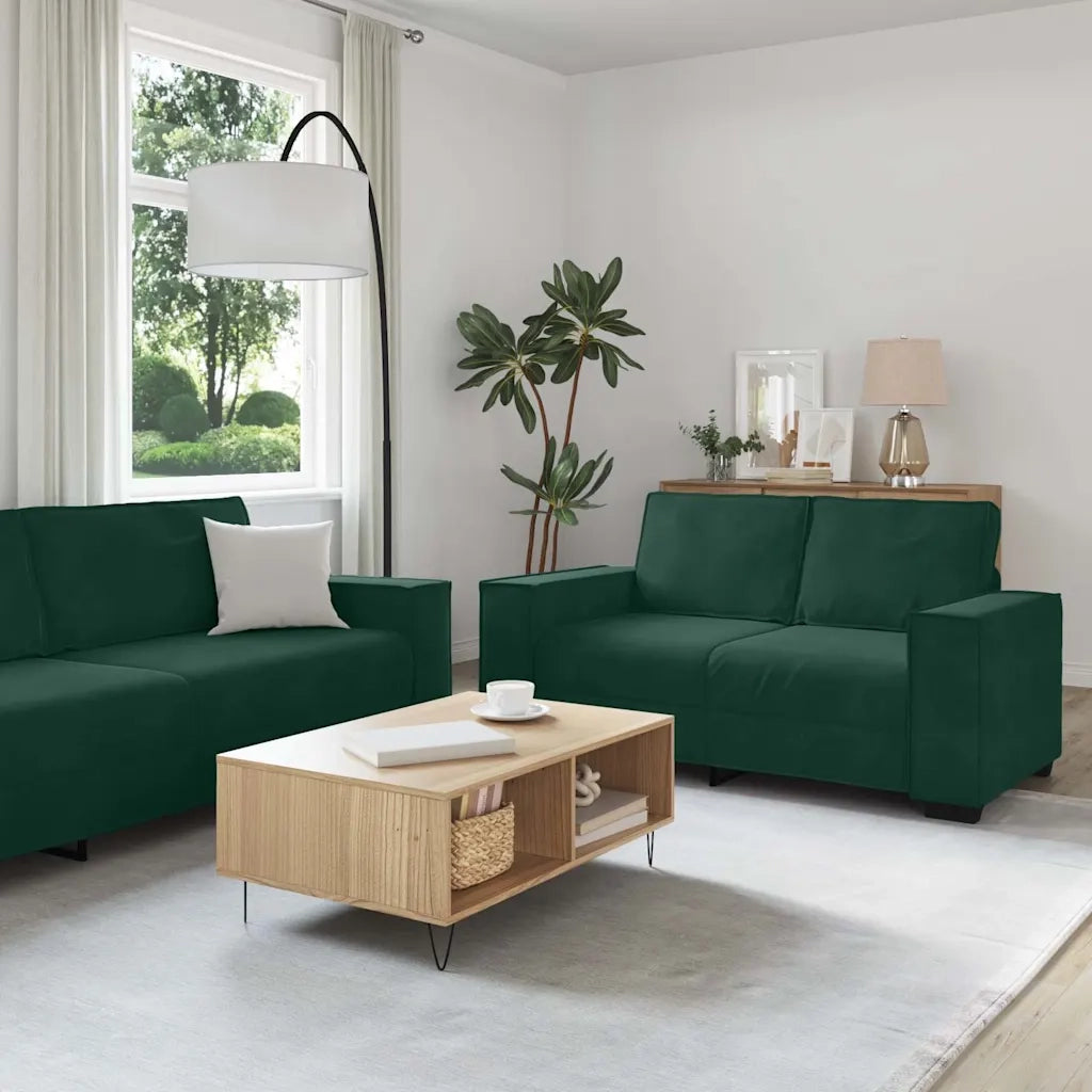 Set di Divani 2 pz con Cuscini Verde scuro in Velluto 3324702