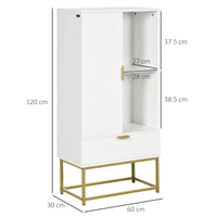Mobiletto Bagno 60x30x120 cm in MDF e Acciaio Bianco