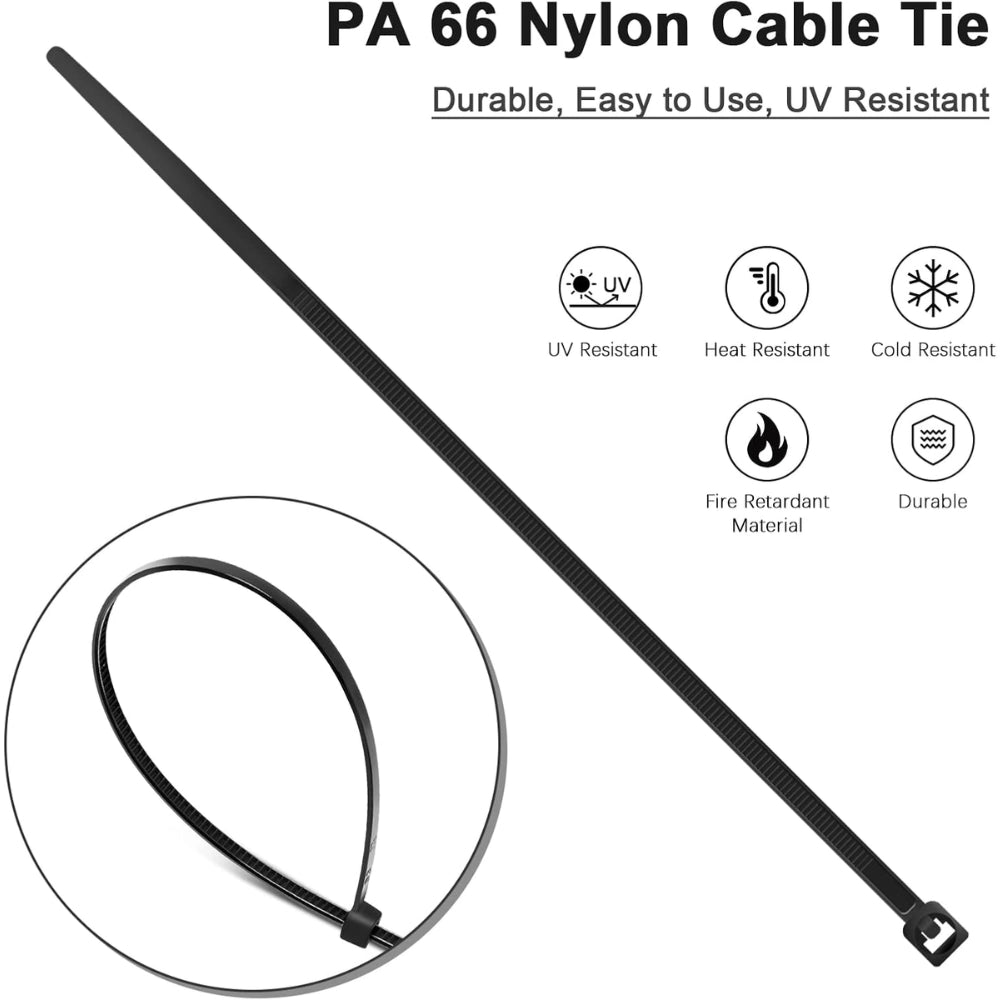 Fascette raytech per cablaggio nylon resistenti e autoestinguenti *** colore nero, dimensioni 4,8 x 290 millimetri, c...