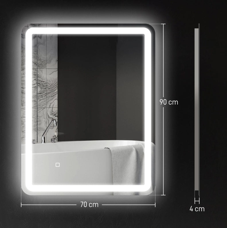 Specchio bagno LED con controllo tattile e antiappannamento