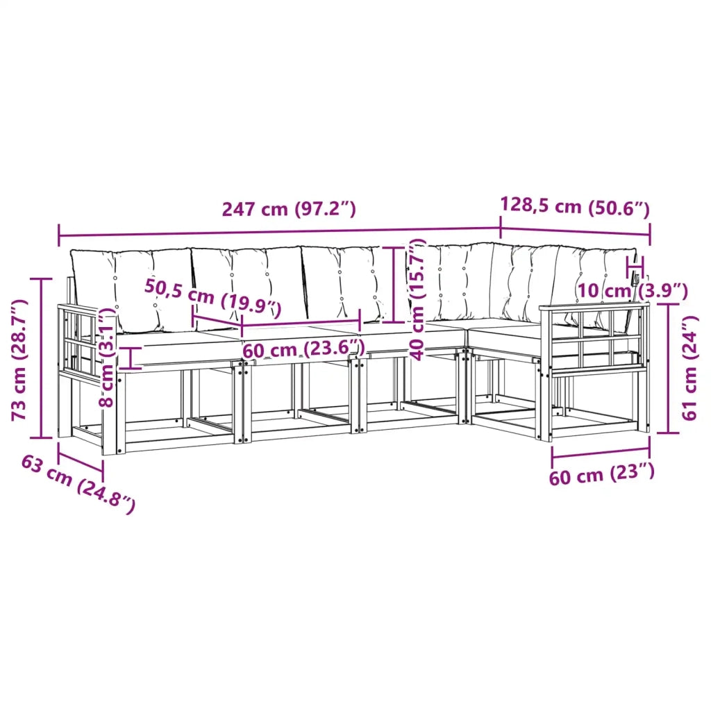 Set di divani da esterno 5 pcs Bianco e Grigio Chiaro 3389481