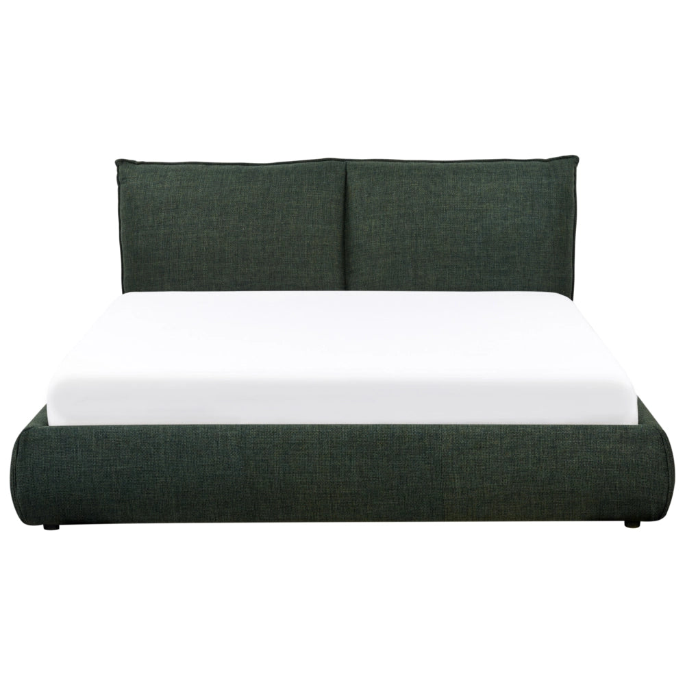 Letto matrimoniale imbottito in tessuto verde scuro 160 x 200 cm stile classico camera da letto